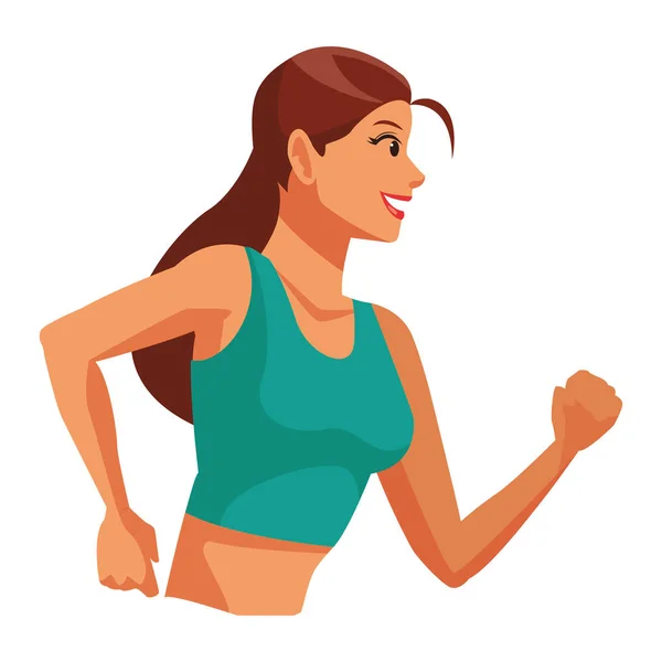 Woman running profile sideview — Stock Vector