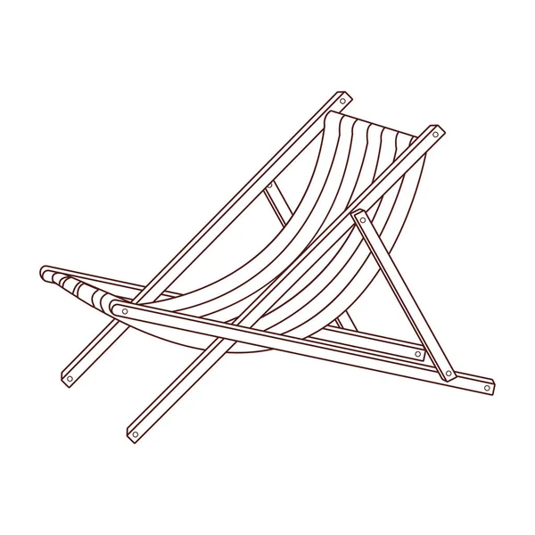 Wooden sunchair cartoon black and white — Stock Vector