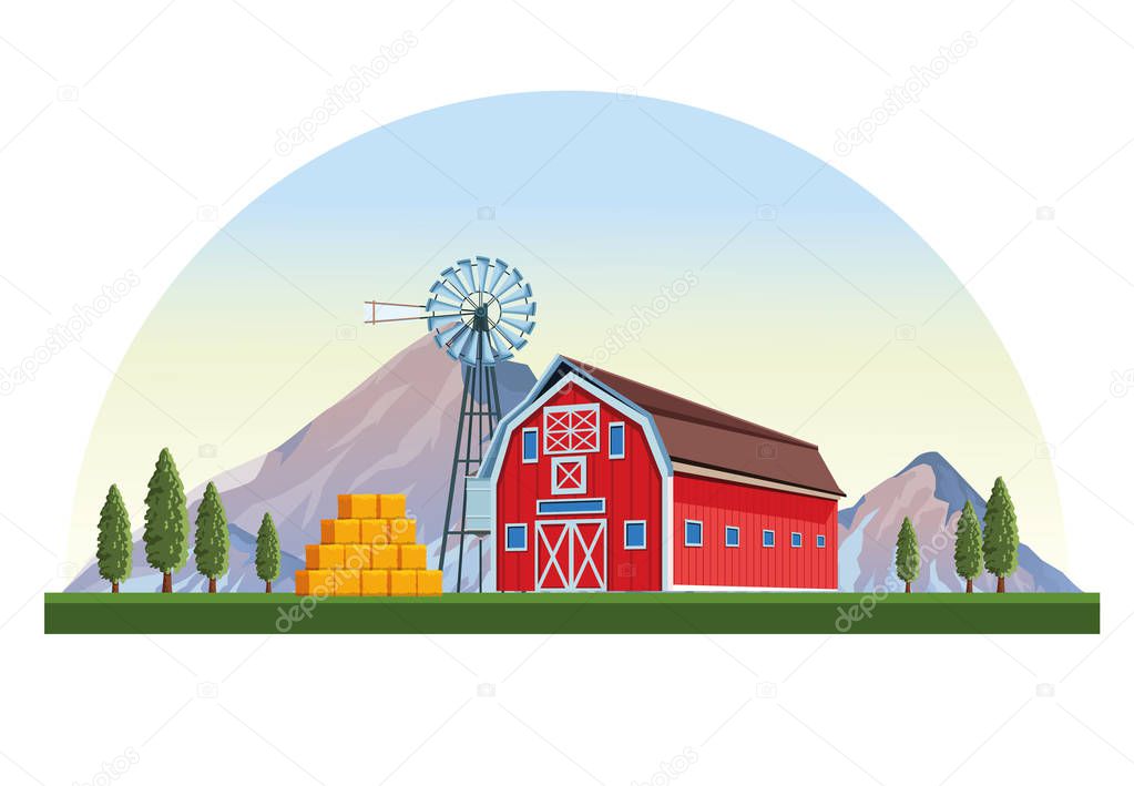 Farm with barn scenery