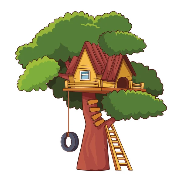 Dům na stromě kreslený — Stockový vektor