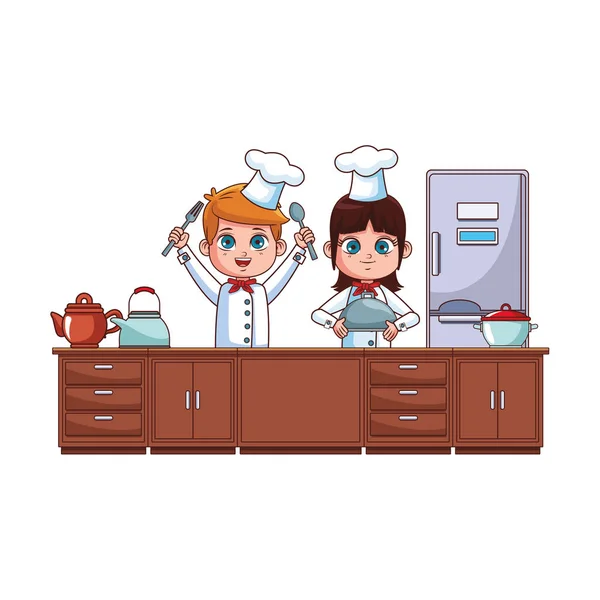 Szefowie kuchni dla dzieci kreskówki — Wektor stockowy
