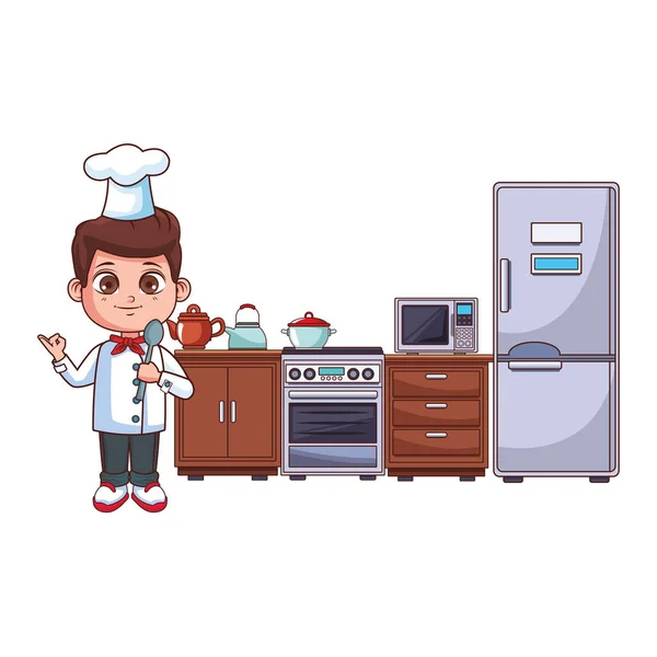 Chef ragazzo cartone animato — Vettoriale Stock