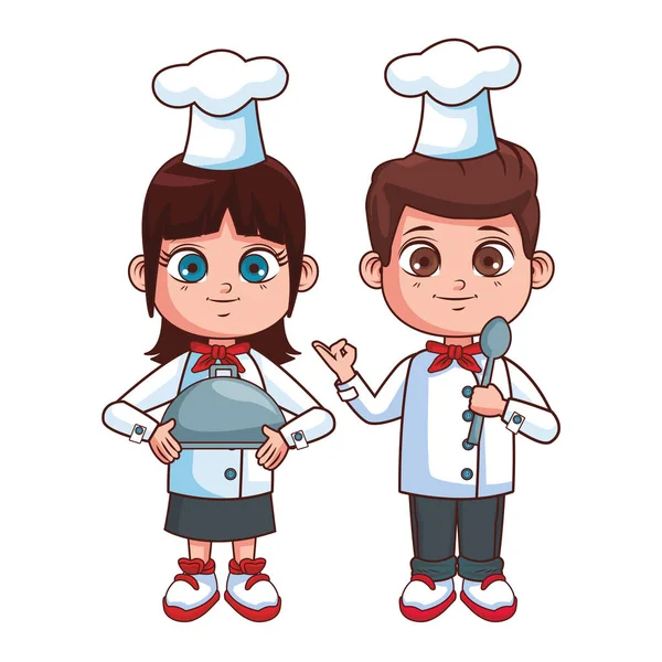 Chefs crianças desenhos animados — Vetor de Stock