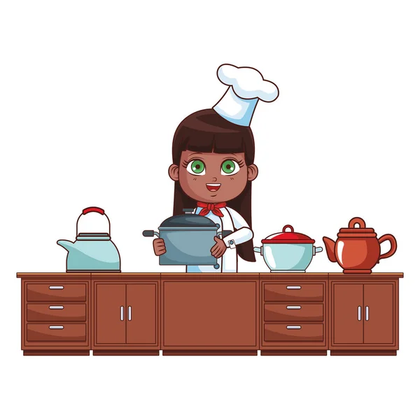 Szef kuchni dziewczyna kreskówka — Wektor stockowy