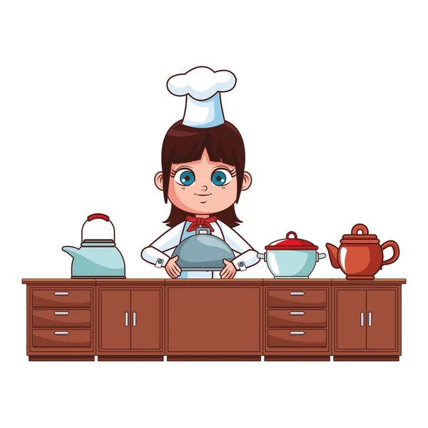 Chef ragazza cartone animato — Vettoriale Stock