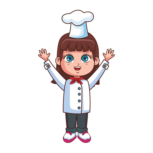 Chef menina desenhos animados — Vetor de Stock