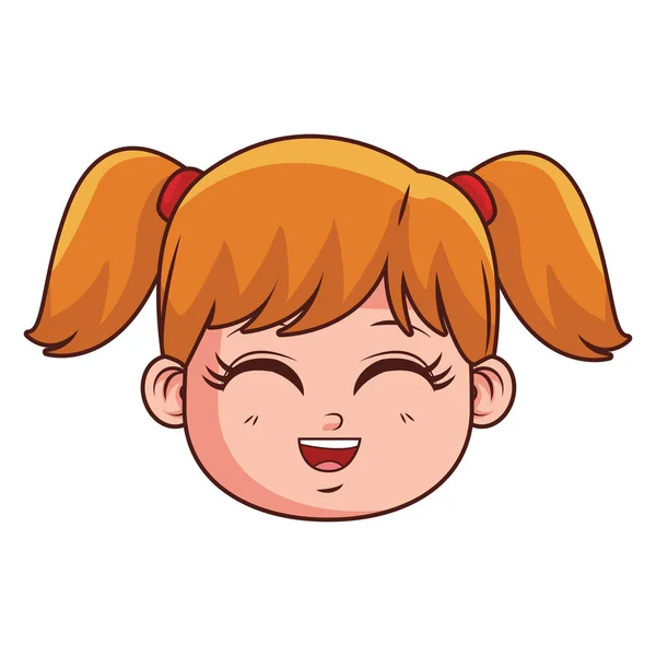 Mignon fille visage dessin animé — Image vectorielle