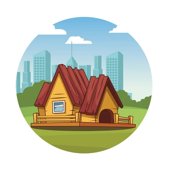 木造住宅の漫画 — ストックベクタ