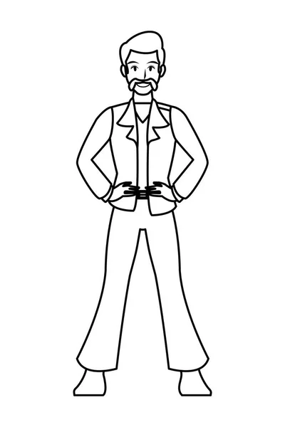 Kreslený disko muž v černé a bílé — Stockový vektor