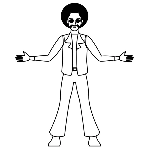 Disco man rajzfilm, fekete-fehér — Stock Vector