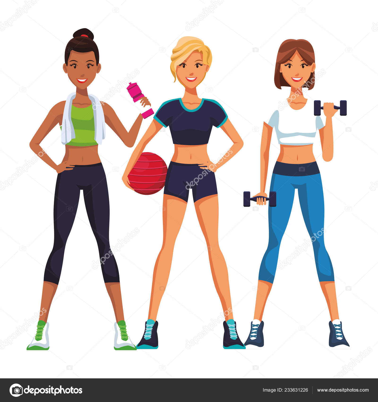 Fit women doing exercise Stock Vector by ©jemastock 233631226