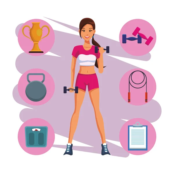 Τακτοποίηση γυναίκα που κάνει άσκηση — Διανυσματικό Αρχείο