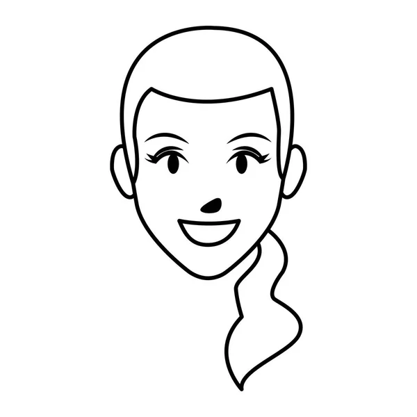 可爱的女人脸卡通 — 图库矢量图片