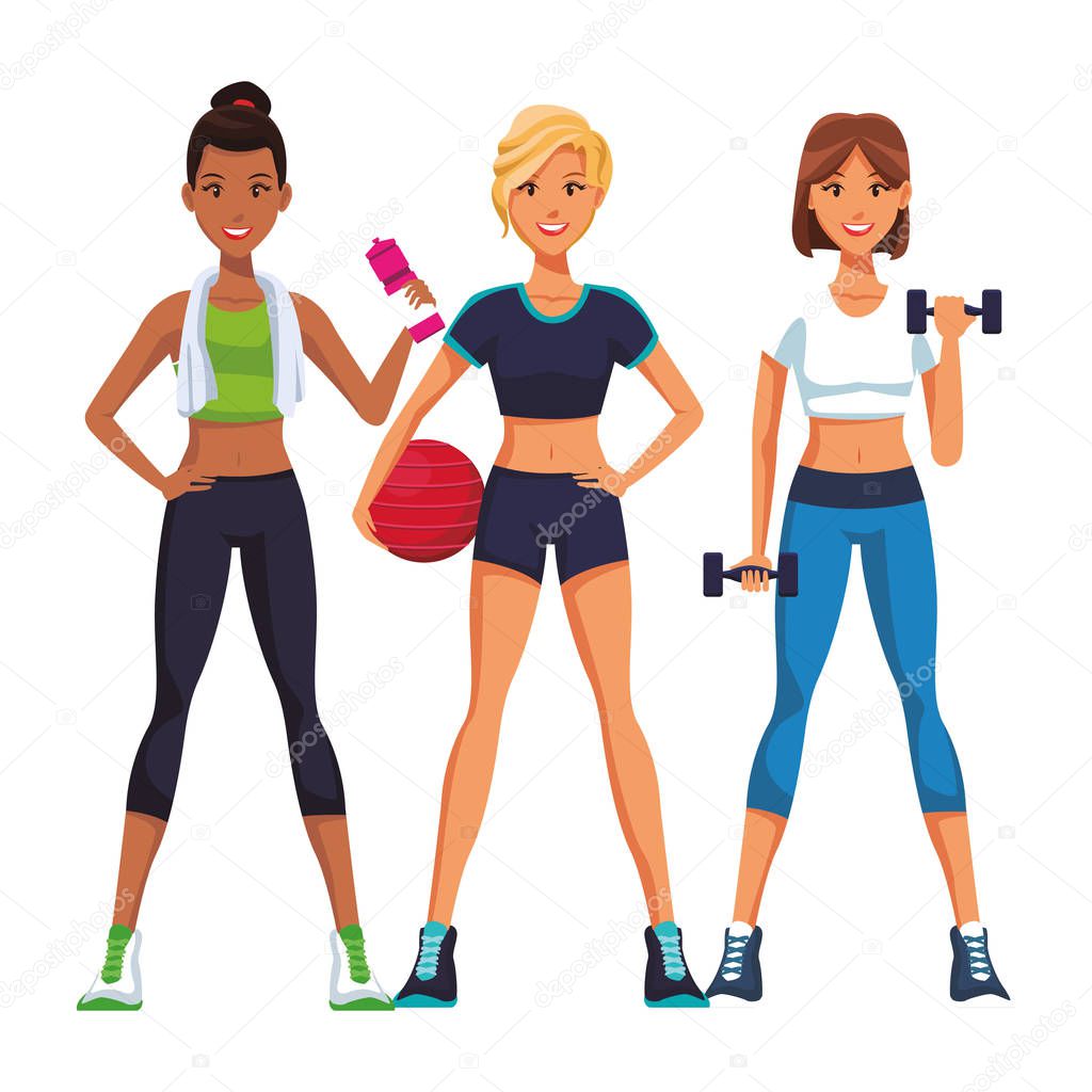 Mujeres en forma haciendo ejercicio Vector de stock por ©jemastock