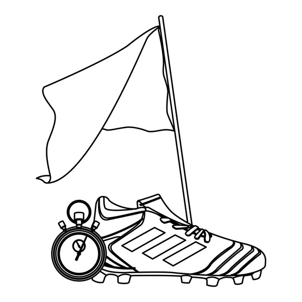 Botas de fútbol y bandera — Vector de stock
