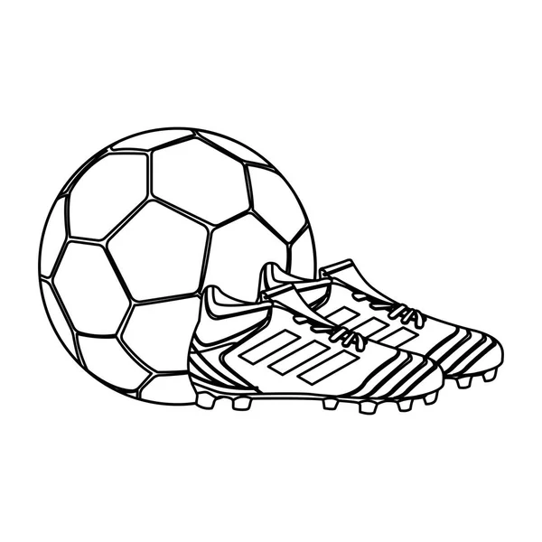 Botas de futebol com bola — Vetor de Stock