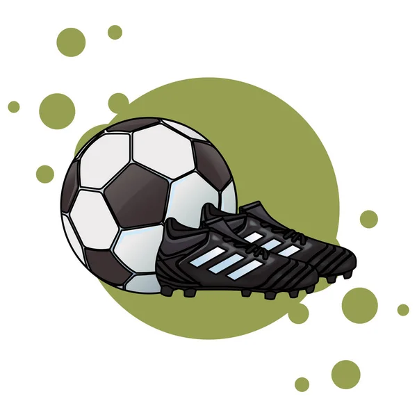 Fußballschuhe mit Ball — Stockvektor