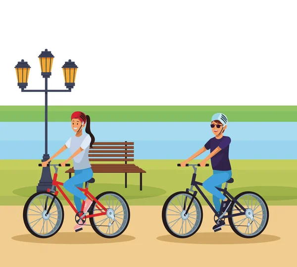 Mujer montar en bicicleta — Vector de stock