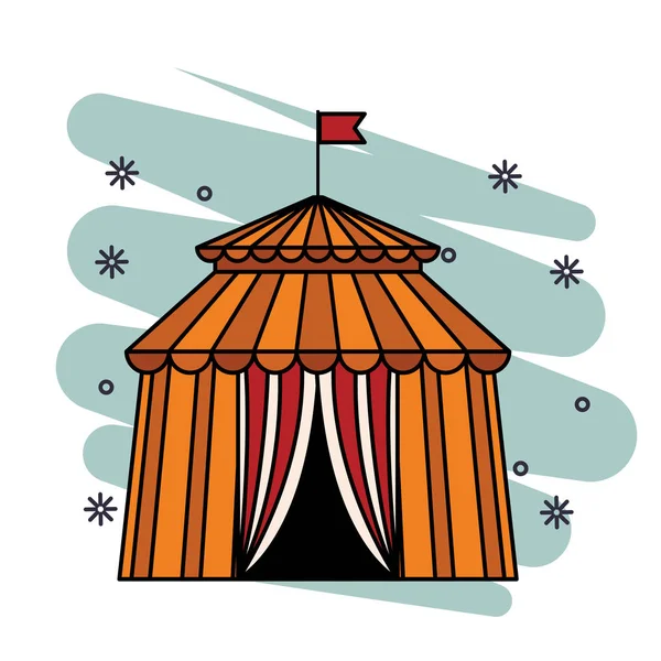 Circus tent icon skyscrapers silhouette cityscape — Stock Vector