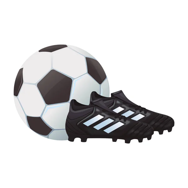 Bottes de football avec ballon — Image vectorielle