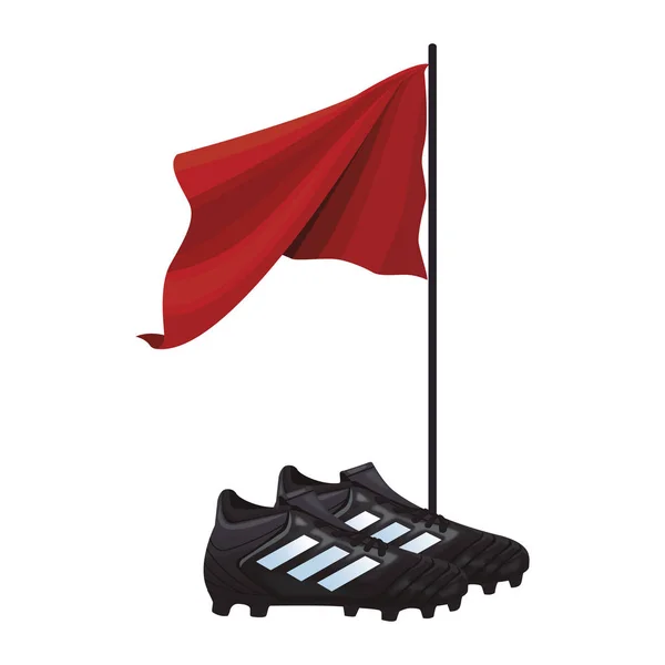 Bottes de football et drapeau — Image vectorielle