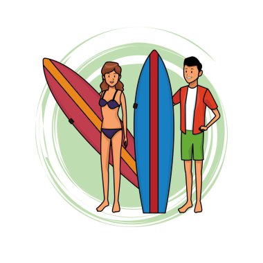 plaj öğeleri ile çift