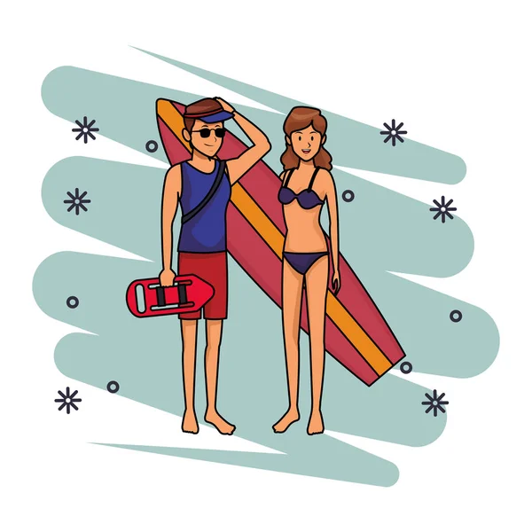 Lifeguard and woman — Stock Vector