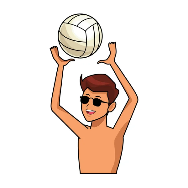 Man with voleyball ball — Stock Vector