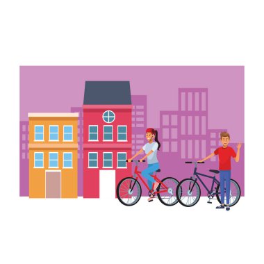 kaç bicicles cityscape içinde