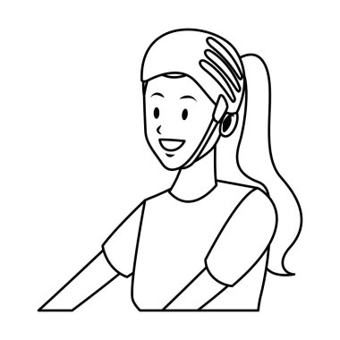 kask profil siyah ve beyaz kadınla