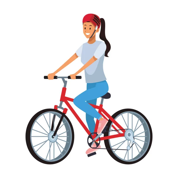 Femme avec bicyclette — Image vectorielle