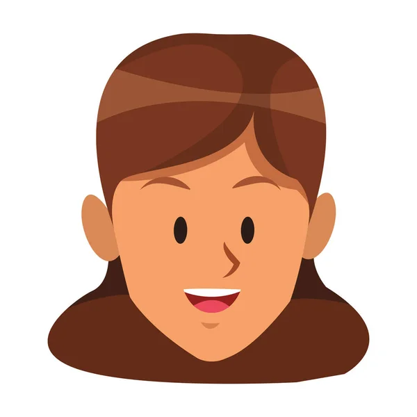 Femme brune souriant seulement visage — Image vectorielle