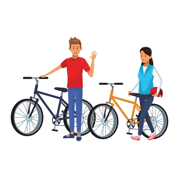 Coppia in bicicletta — Vettoriale Stock