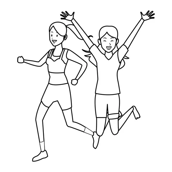 Γυναίκα κάνει ασκήσεις μαύρο και άσπρο — Διανυσματικό Αρχείο