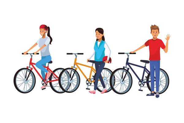 Przyjaciele jazda bicicle — Wektor stockowy