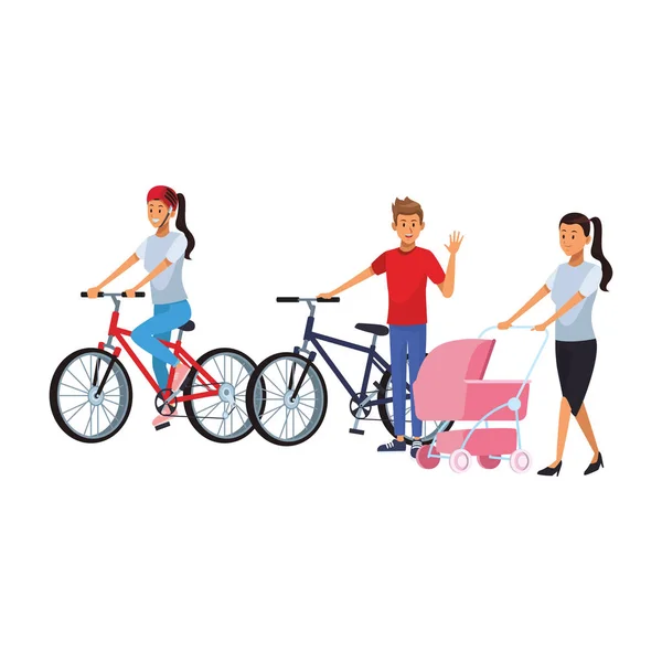 Pessoas andar de bicicleta — Vetor de Stock
