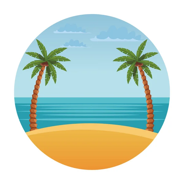 Paisaje de playa con palmera — Archivo Imágenes Vectoriales