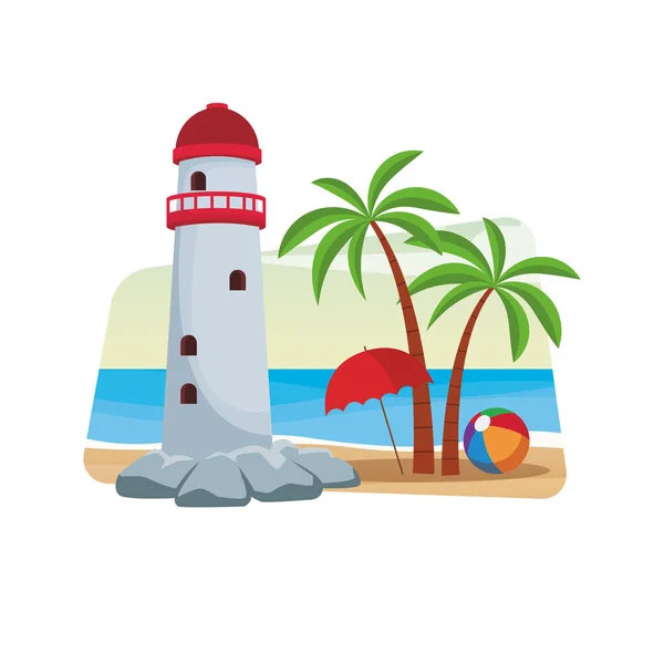 Lighthouse and palm tree — Stock Vector