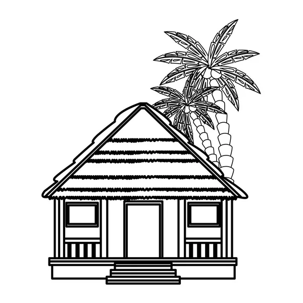 Casa de campo y palmera — Vector de stock