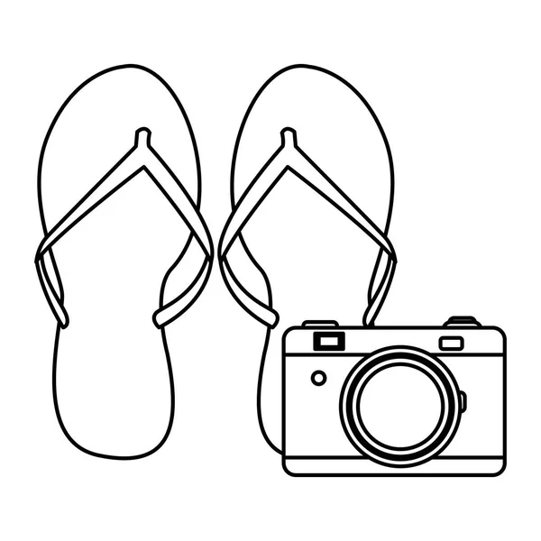 Flips flops with camera — Stock Vector