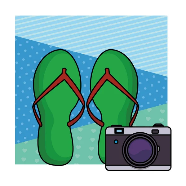 Chanclas con cámara — Vector de stock