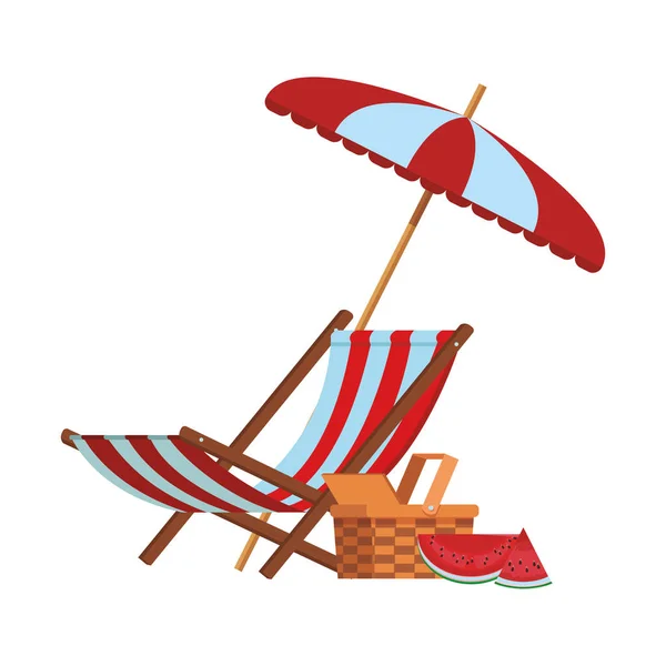 Пляжный зонтик и стул — стоковый вектор