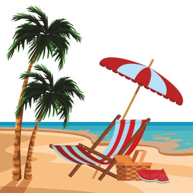 plaj şemsiyesi ve sandalye