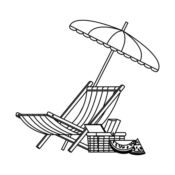 ビーチ パラソルと椅子 — ストックベクタ