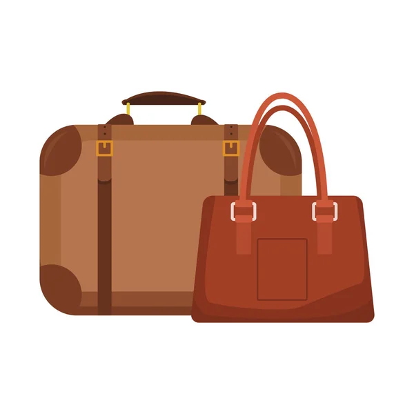 Bolsa de playa y maleta — Vector de stock