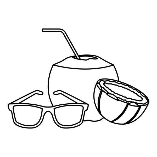 Okulary przeciwsłoneczne z kokosem — Wektor stockowy