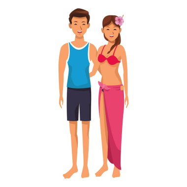 Çift plaj ile sarılma vektör çizim grafik tasarım öğeleri