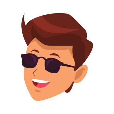 adam sadece yüzü güneş gözlüğü vektör çizim grafik tasarım