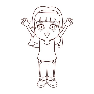 sevimli kız vücut karikatür vektör çizim grafik tasarım