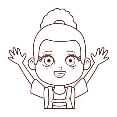 sevimli kız vücut karikatür vektör çizim grafik tasarım